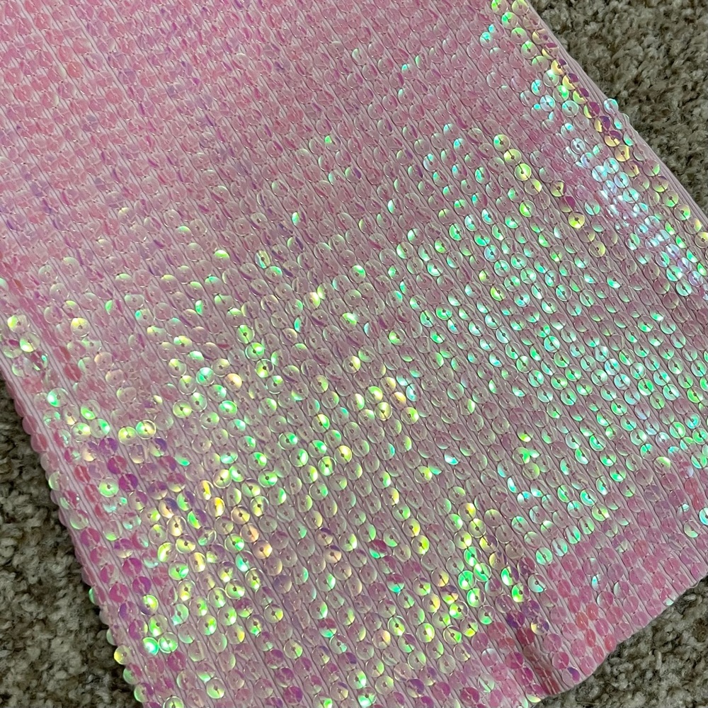 Vintage Y2K 2000s mcbling express pastel baby pink iridescent sequins tank top - Picture 3 of 8